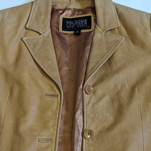 Wilsons Leather Button Down Jacket Tan Brown Blazer Western ClassicCore Medium - Picture 6 of 6